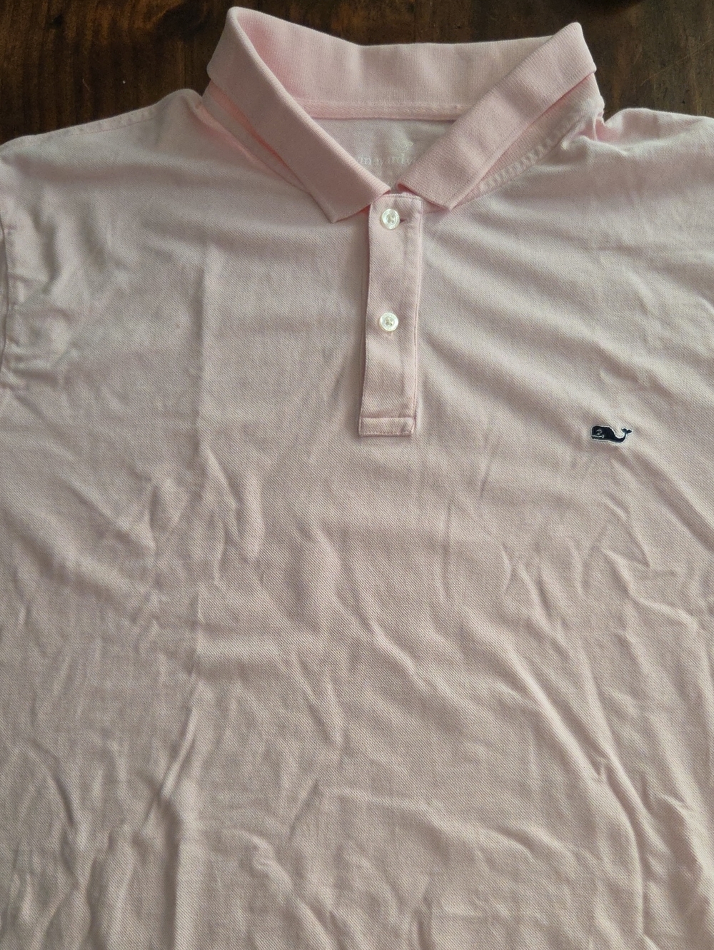 Vineyard Vines Light Pink Polo with Navy Whale Logo, XXL